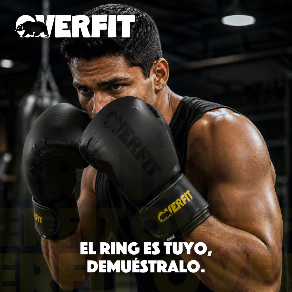 Guantes De Box Overfit Negros Con Velcro 12 Oz Color Negro