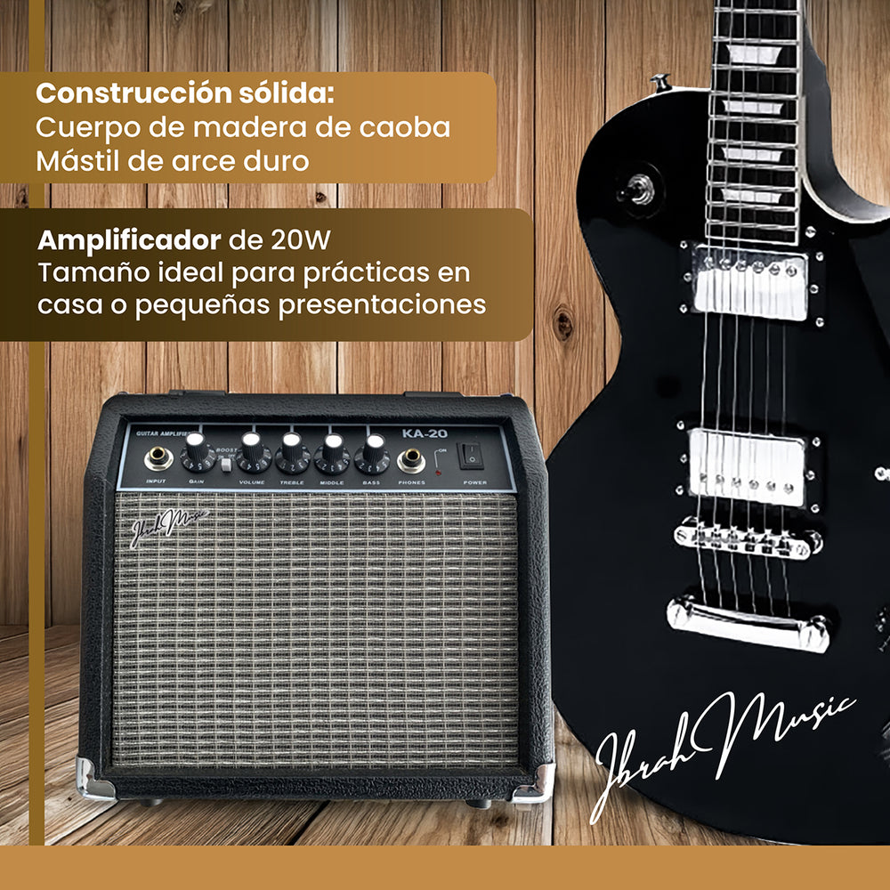 Guitarra Electrica LP Ibrah + Amplif + Accesorios all black