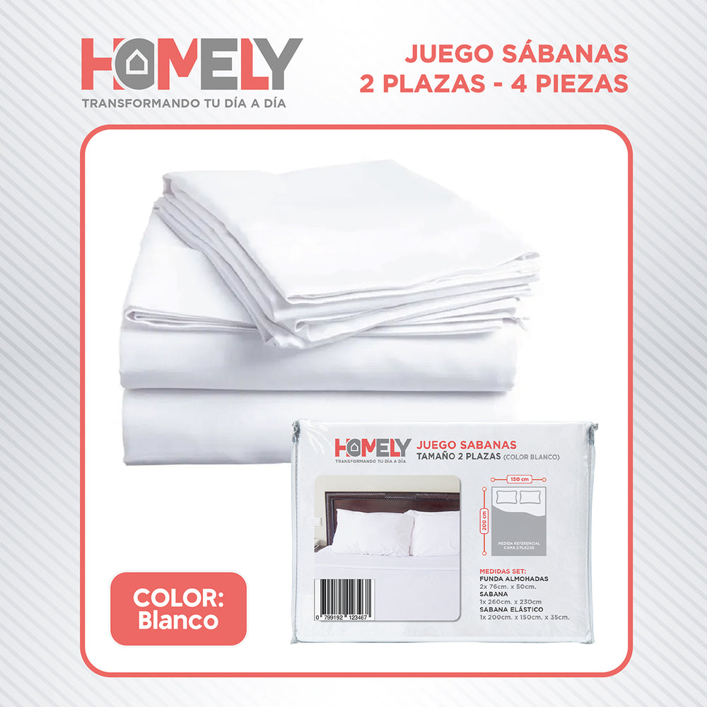 Juego de sabanas 2 Plazas Homely 100 GSM Suave 4 Piezas