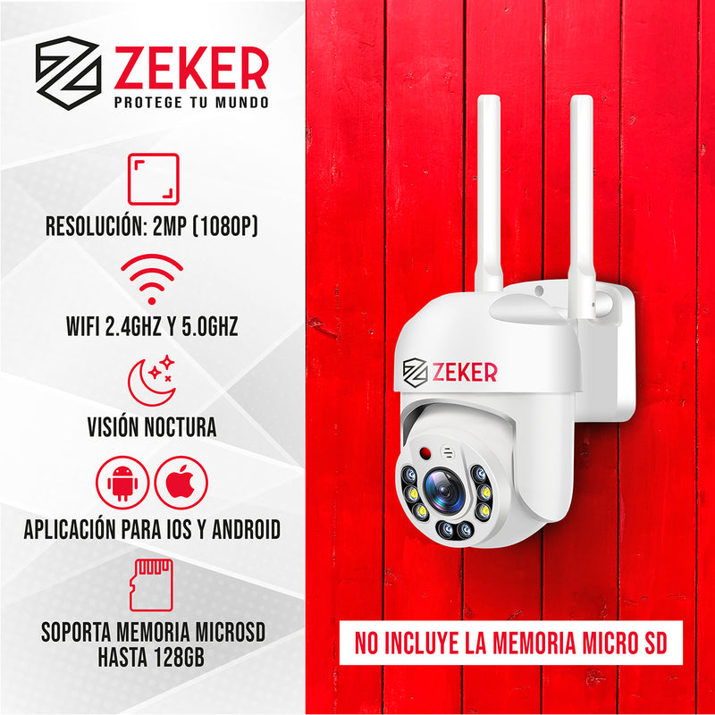 Pack x2 Cámara de Seguridad Wifi Impermeable Zeker 2MP 5G