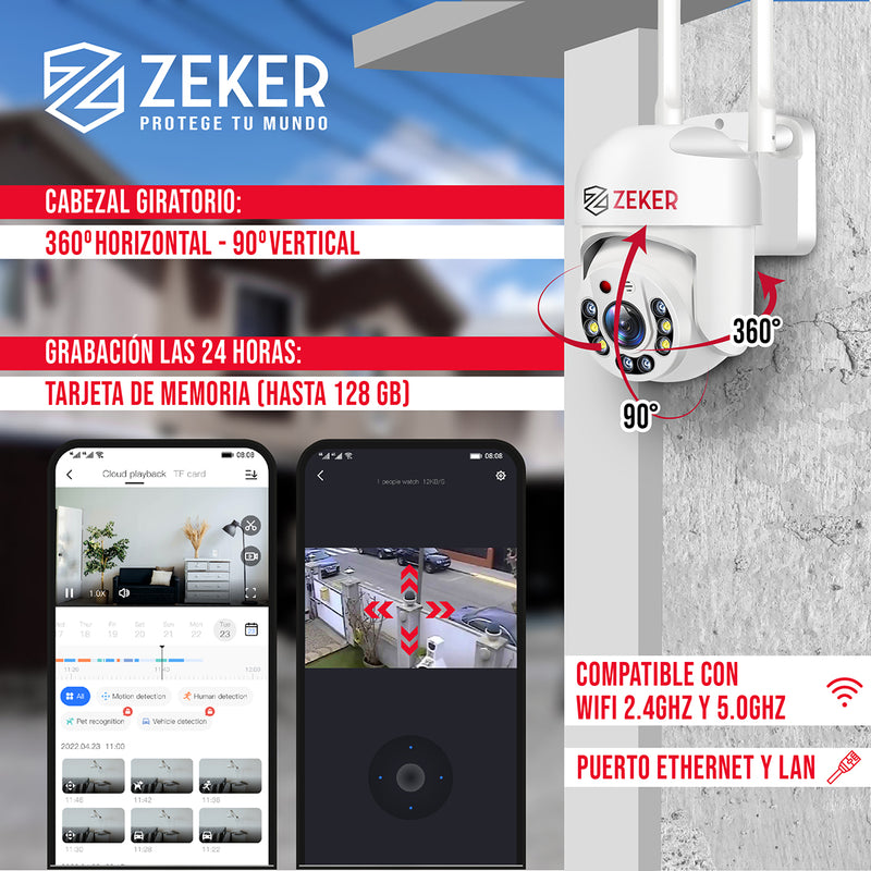 Pack x3 Cámara de Seguridad Wifi Impermeable Zeker 2MP 5G