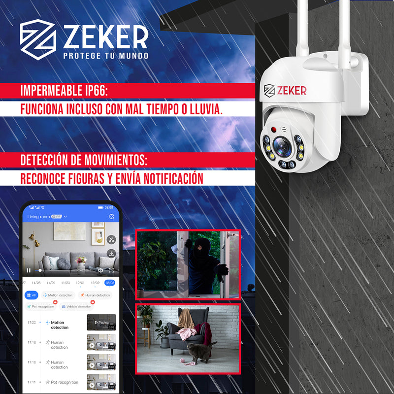 Pack x3 Cámara de Seguridad Wifi Impermeable Zeker 2MP 5G