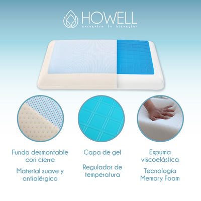 Almohada Gel Ortopédica Viscoelástica Howell Memory 60x40cm