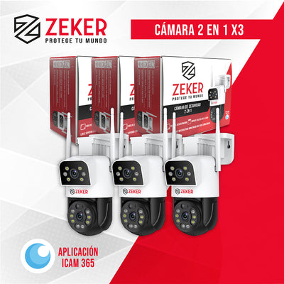 Pack x3 Cámara De Seguridad 5G Zeker Doble 4MP Impermeable