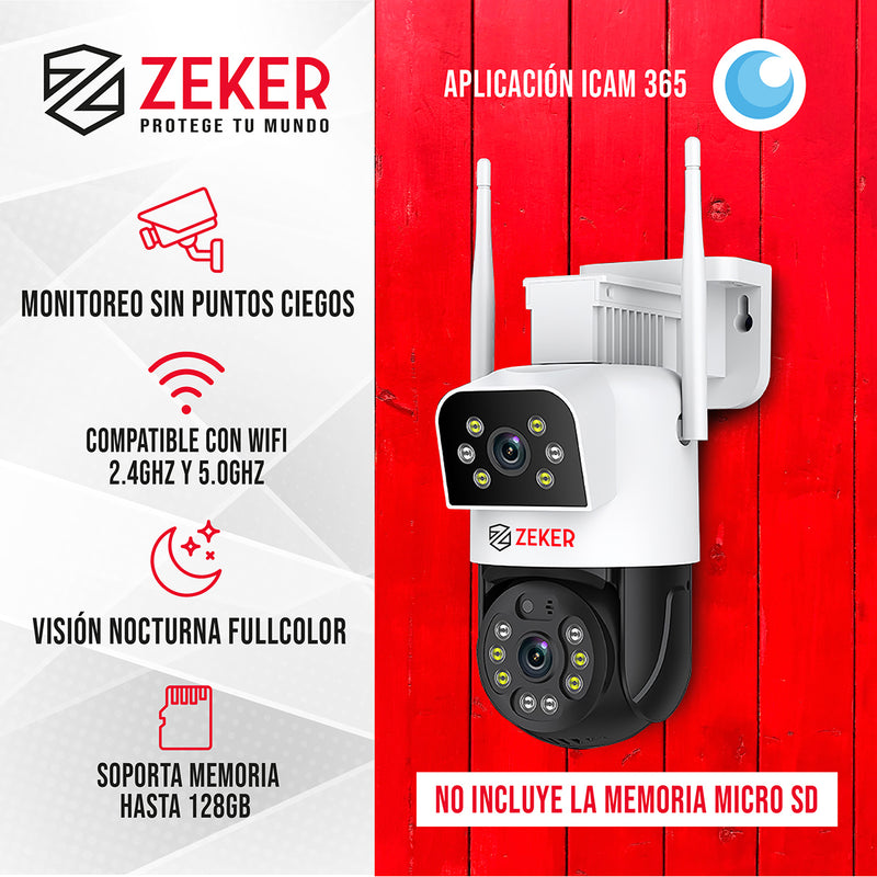 Cámara De Seguridad 5G Zeker Doble 4MP Exterior Impermeable