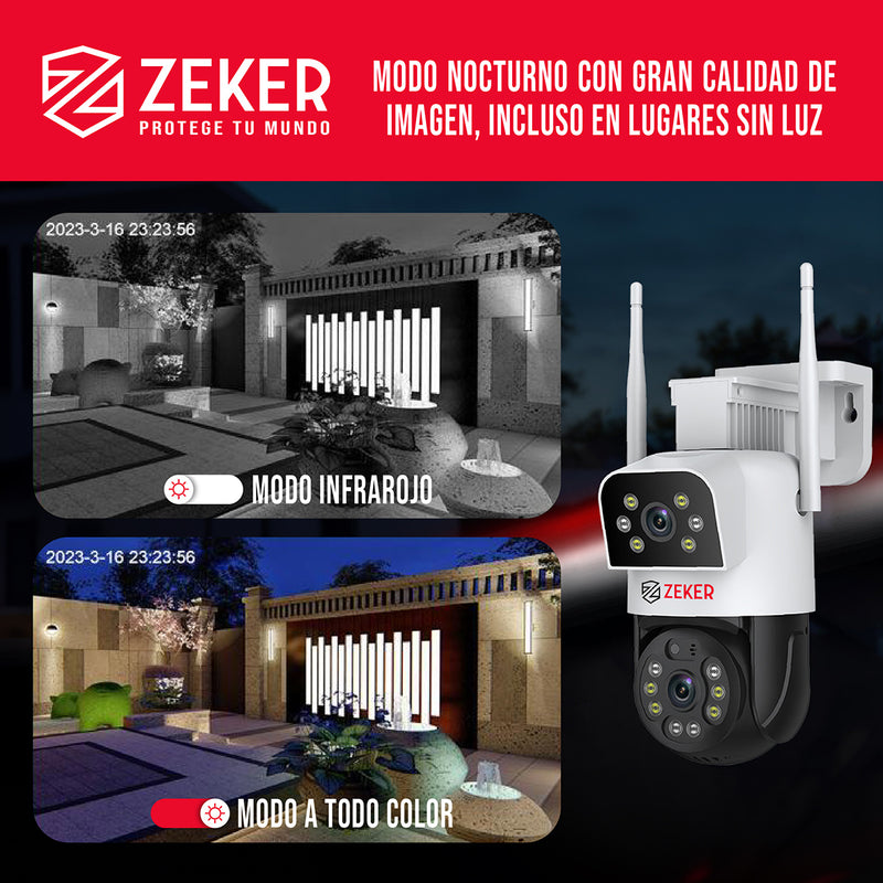 Cámara De Seguridad 5G Zeker Doble 4MP Exterior Impermeable