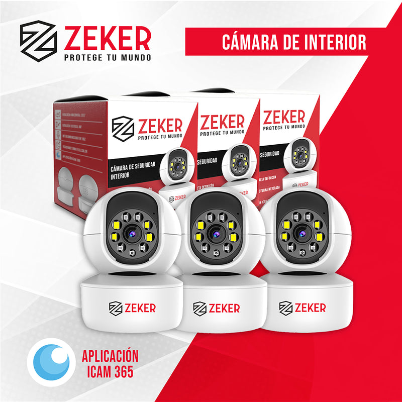 Pack x3 Cámara De Seguridad Interior Wifi IP Zeker 2MP 5G