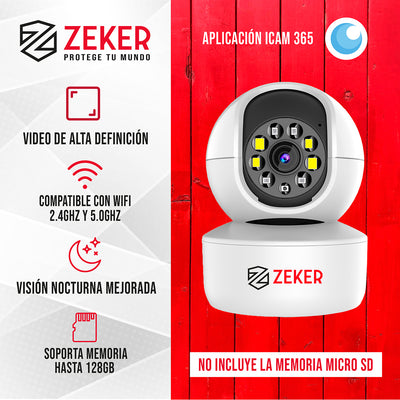 Cámara De Seguridad Interior Wifi IP Zeker 2MP 5G Pan Tilt