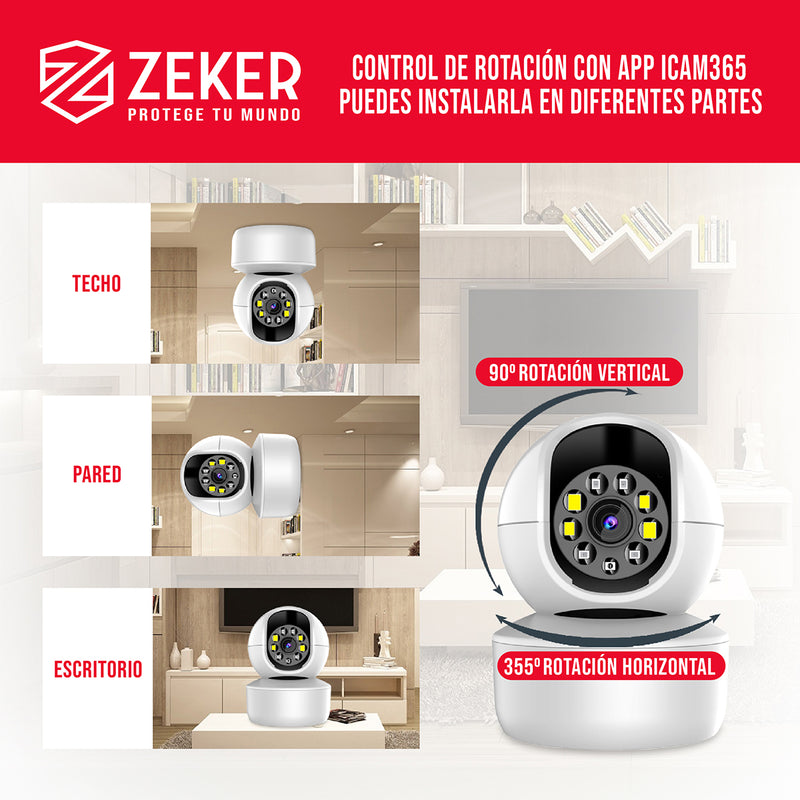 Pack x2 Cámara De Seguridad Interior Wifi IP Zeker 2MP 5G