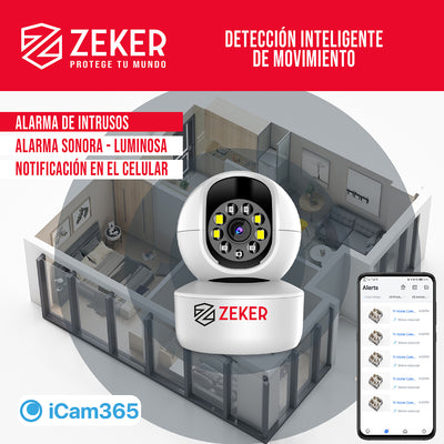 Cámara De Seguridad Interior Wifi IP Zeker 2MP 5G Pan Tilt