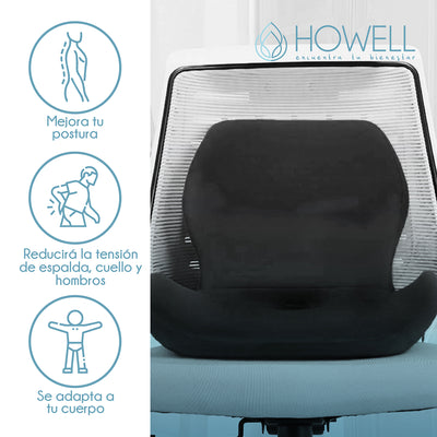 Cojín Ortopédico Asiento y Espalda Lumbar 2 en 1 Howell