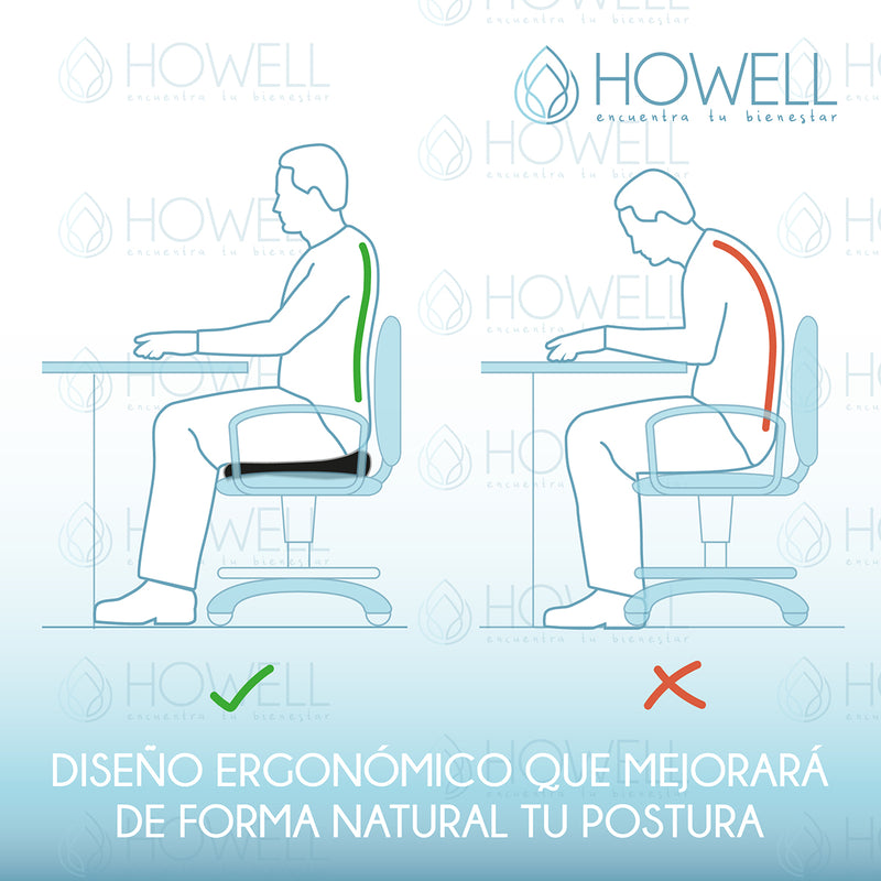 Cojín Lumbar Ortopédico Viscoelástico Howell Asiento