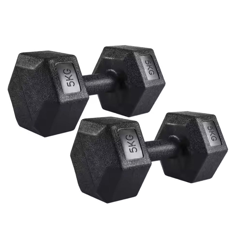 Mancuerna Hexagonal 5KG Par Set X2 Pesas PVC 10KG Overfit