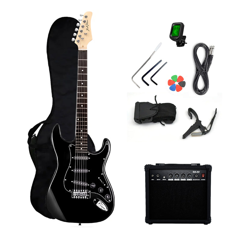 Guitarra Eléctrica Strato Ibrah + Amplif + Accesorios Negra