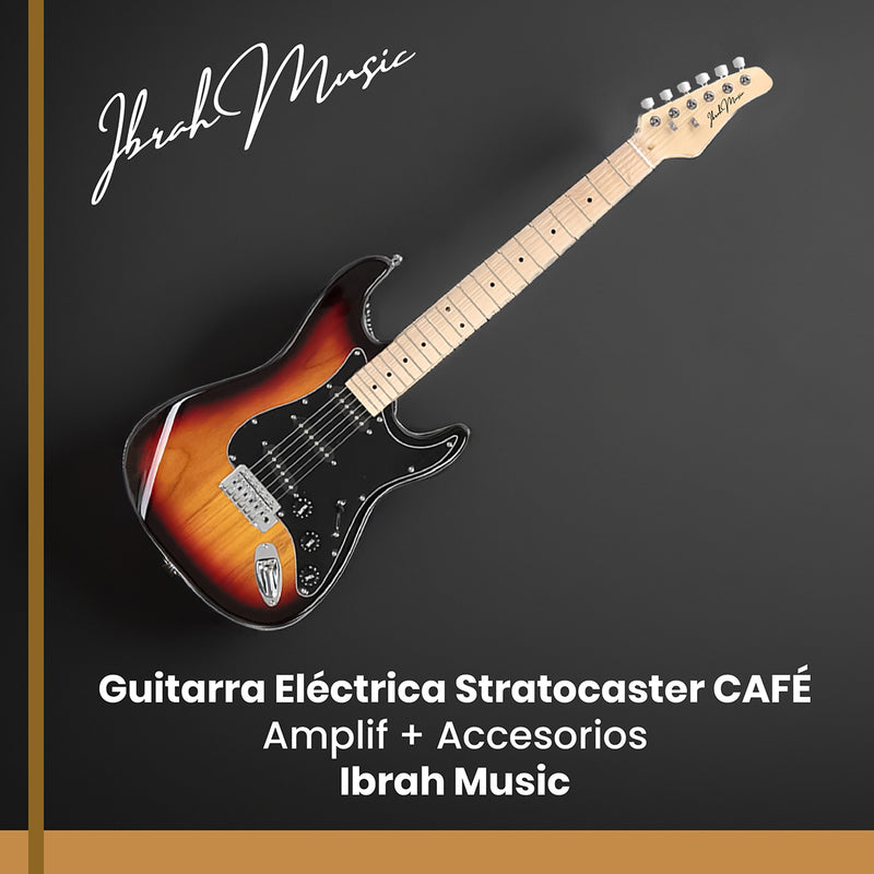 Guitarra Eléctrica Strato Ibrah + Amplif + Accesorios Cafe