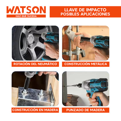 Taladro Inalámbrico Watson 36V + Llave Impacto + 2 Baterías