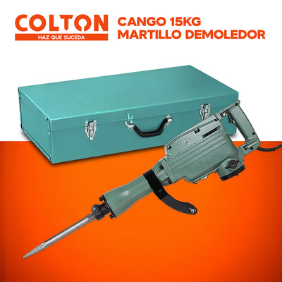 Cango 13.8 Kg Martillo Demoledor Colton + Cinceles 2400W