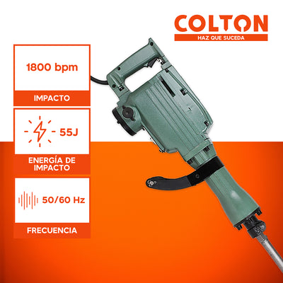 Cango 13.8 Kg Martillo Demoledor Colton + Cinceles 2400W