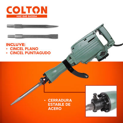 Cango 13.8 Kg Martillo Demoledor Colton + Cinceles 2400W