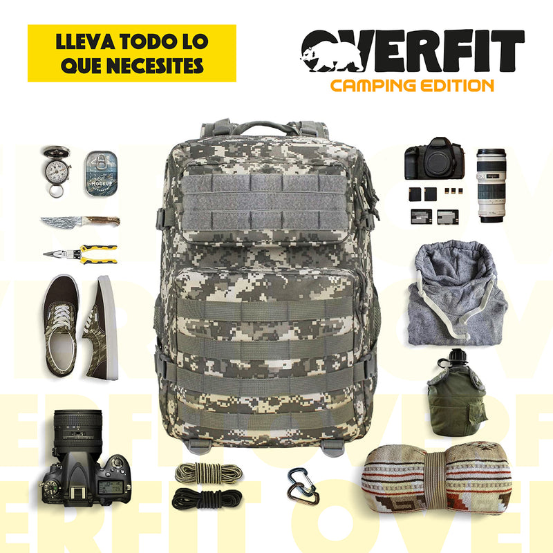 Mochila de Táctica Militar 45L Camuflaje Overfit Trekking