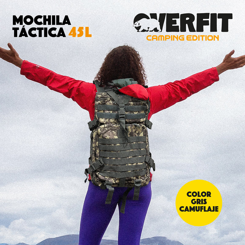 Mochila de Táctica Militar 45L Camuflaje Overfit Trekking