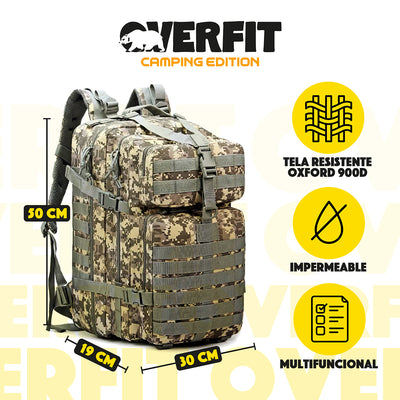 Mochila de Táctica Militar 45L Camuflaje Overfit Trekking