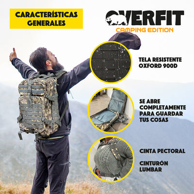 Mochila de Táctica Militar 45L Camuflaje Overfit Trekking