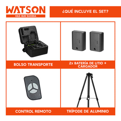 Nivel Láser 12 Líneas Auto Watson + Trípode + 2 Baterías