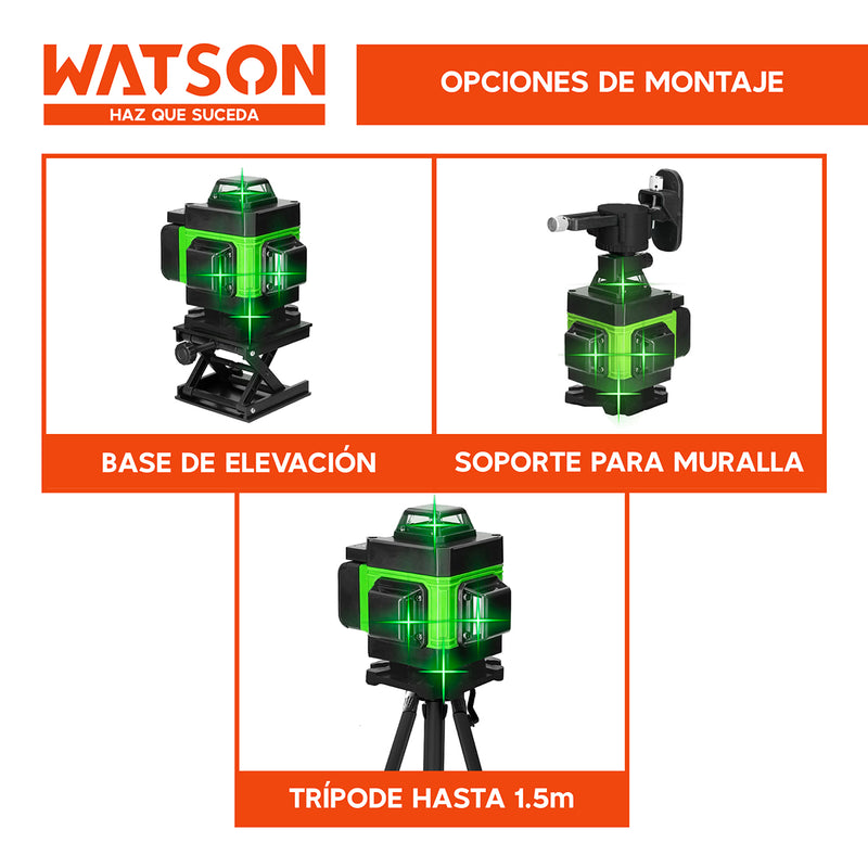 Nivel Láser 16 Líneas Watson Nivel Automático + Trípode