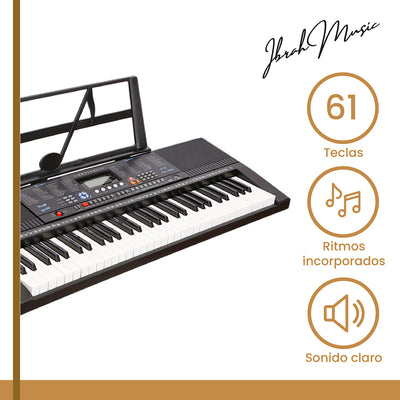 Teclado Musical 61 Teclas Ibrah Piano + Funda + Atril