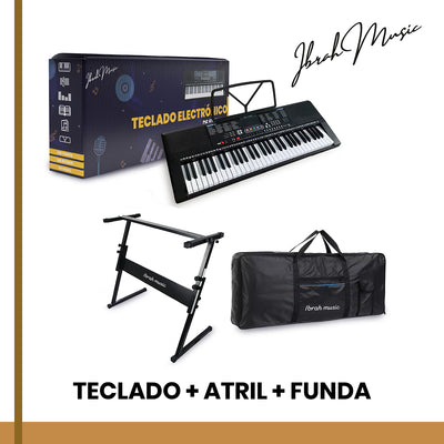 Teclado Musical 61 Teclas Ibrah Piano + Funda + Atril