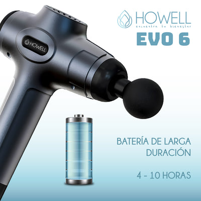 Pistola Masajes Howell EVO 6 Masajeador Muscular Portátil