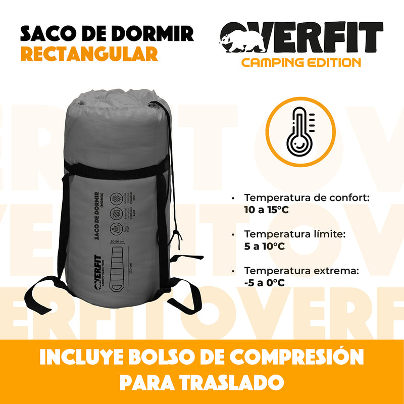 Saco de Dormir Termico 0 a 15 Grados Momia Overfit Camping