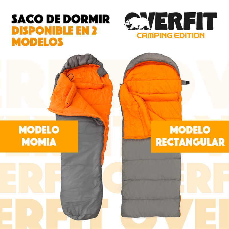 Saco de Dormir Termico 0 a 15 Grados Momia Overfit Camping