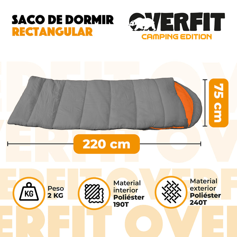 Saco de Dormir Termico 0 a 15 Grados Recto Overfit Camping