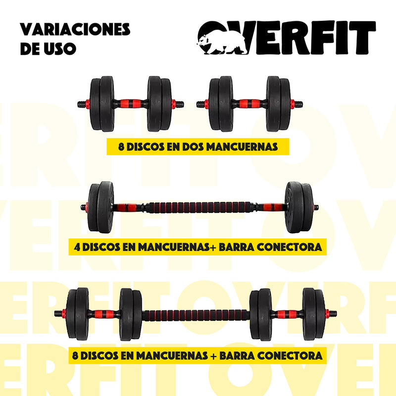 Set de Mancuernas y Barra 15KG