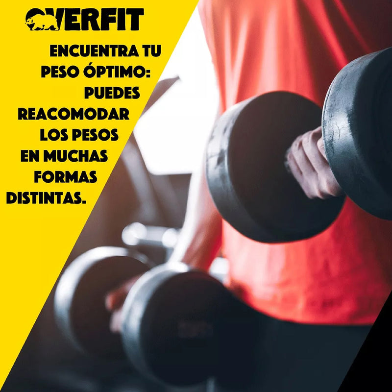 Set Mancuernas Y Barra Unibles Overfit 20kg