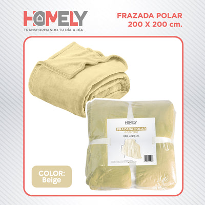 Frazada Polar Termica King Homely Manta 200x200cm Beige