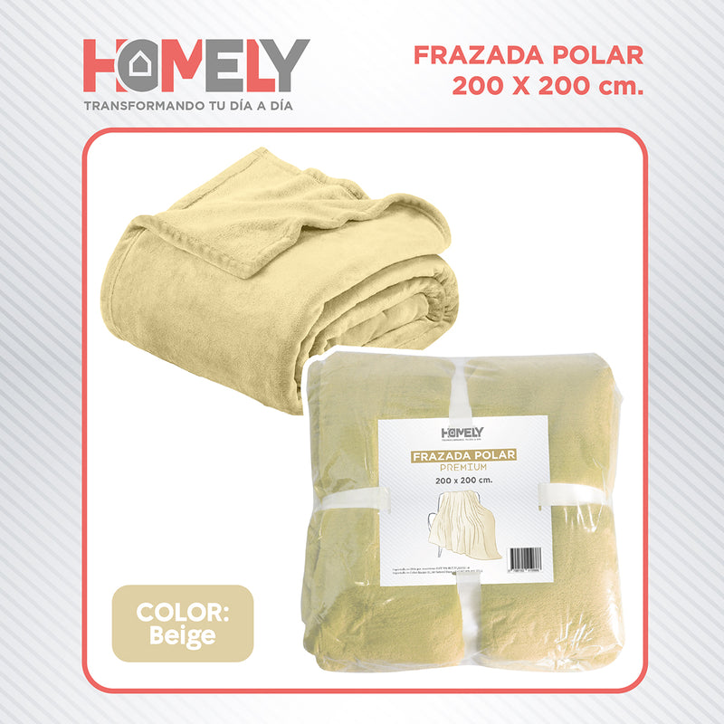 Frazada Polar Termica King Homely Manta 200x200cm Beige