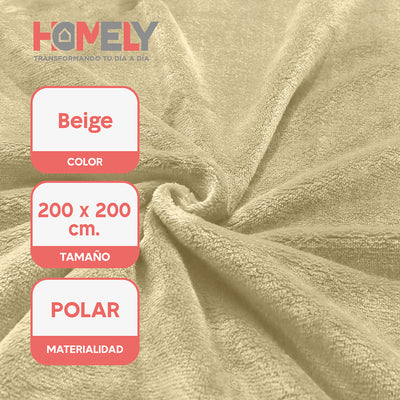 Frazada Polar Termica King Homely Manta 200x200cm Beige