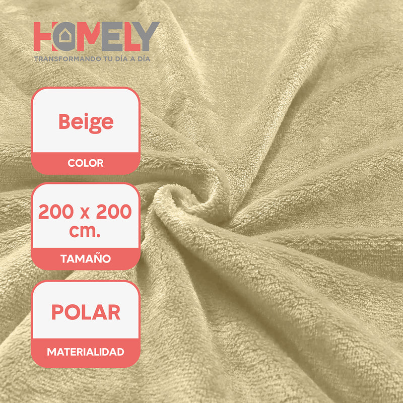 Frazada Polar Termica King Homely Manta 200x200cm Beige