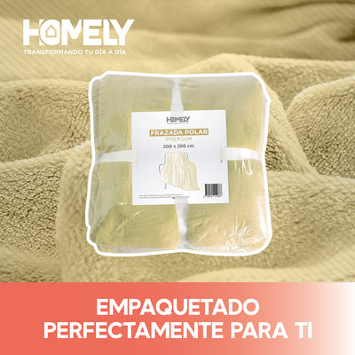 Frazada Polar Termica King Homely Manta 200x200cm Beige