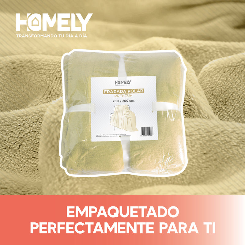 Frazada Polar Termica King Homely Manta 200x200cm Beige