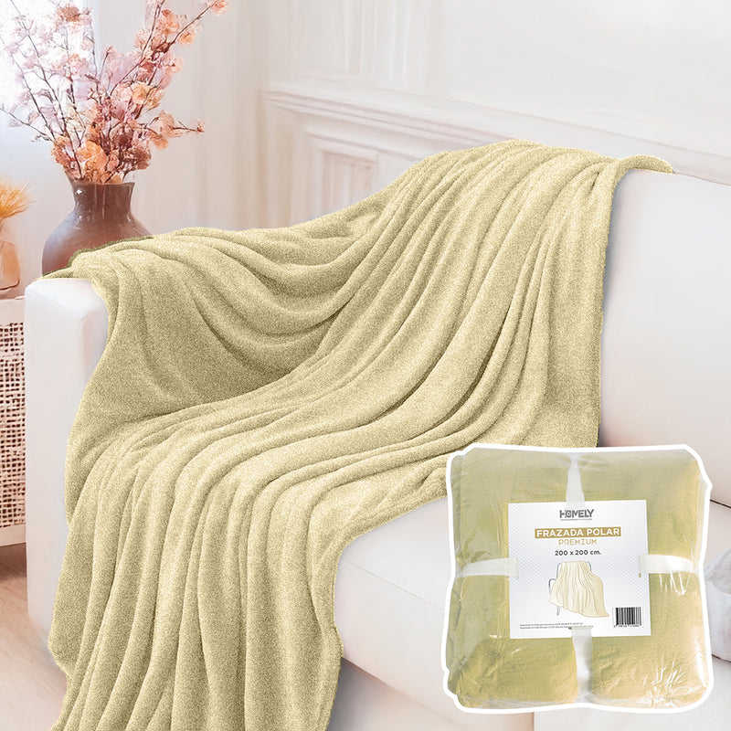 Frazada Polar Termica King Homely Manta 200x200cm Beige