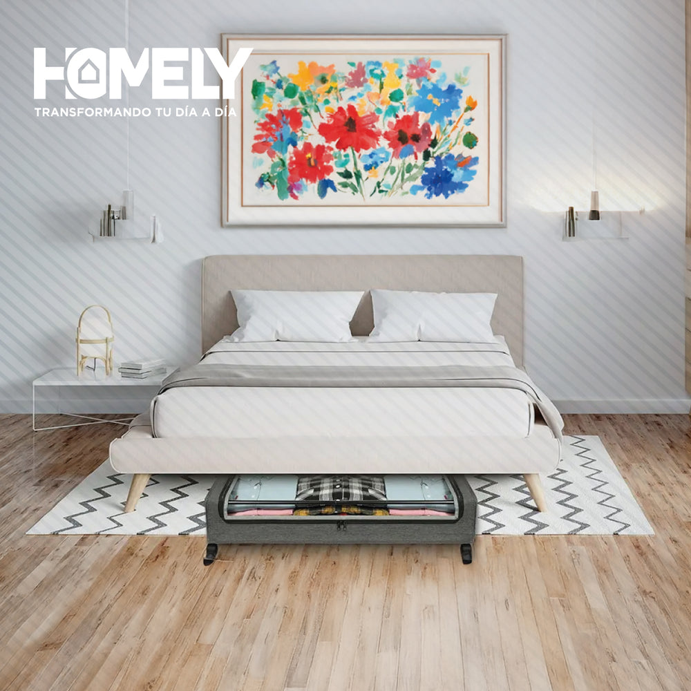 Cajas Organizadoras Bajo Cama Homely Carrito Ruedas 48L X2