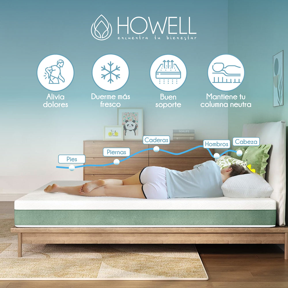 Colchon Memory Foam Espuma Viscoelastica 20cm Howell 2 Plaza