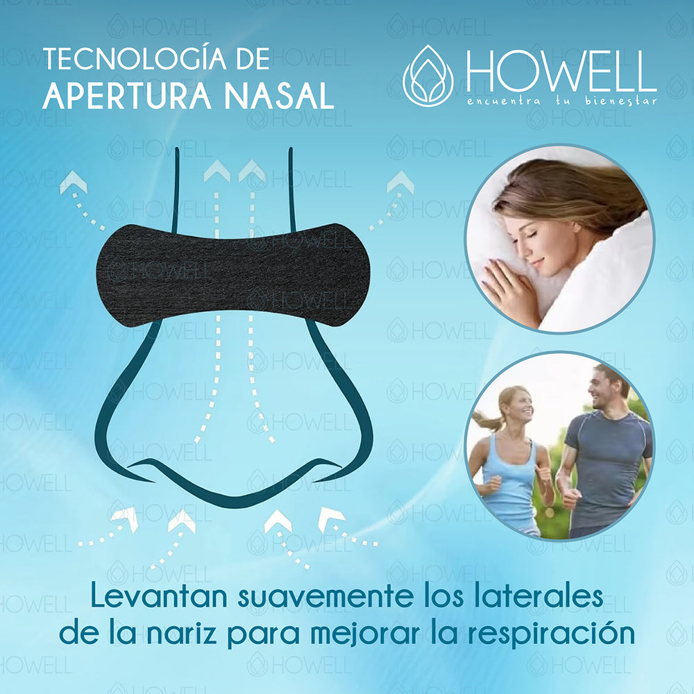 Tiras Nasales Howell Dilatador Nasal 30 Unidades Negro