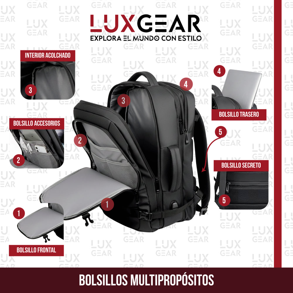 Mochila De Viaje 900D Luxgear Notebook Cabina 28 Litros