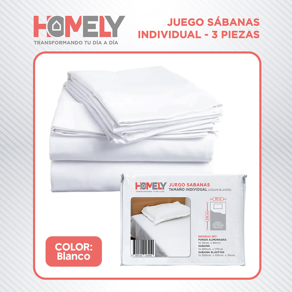 Juego de sabanas 1 Plaza Homely 100 GSM Suave 4 Piezas