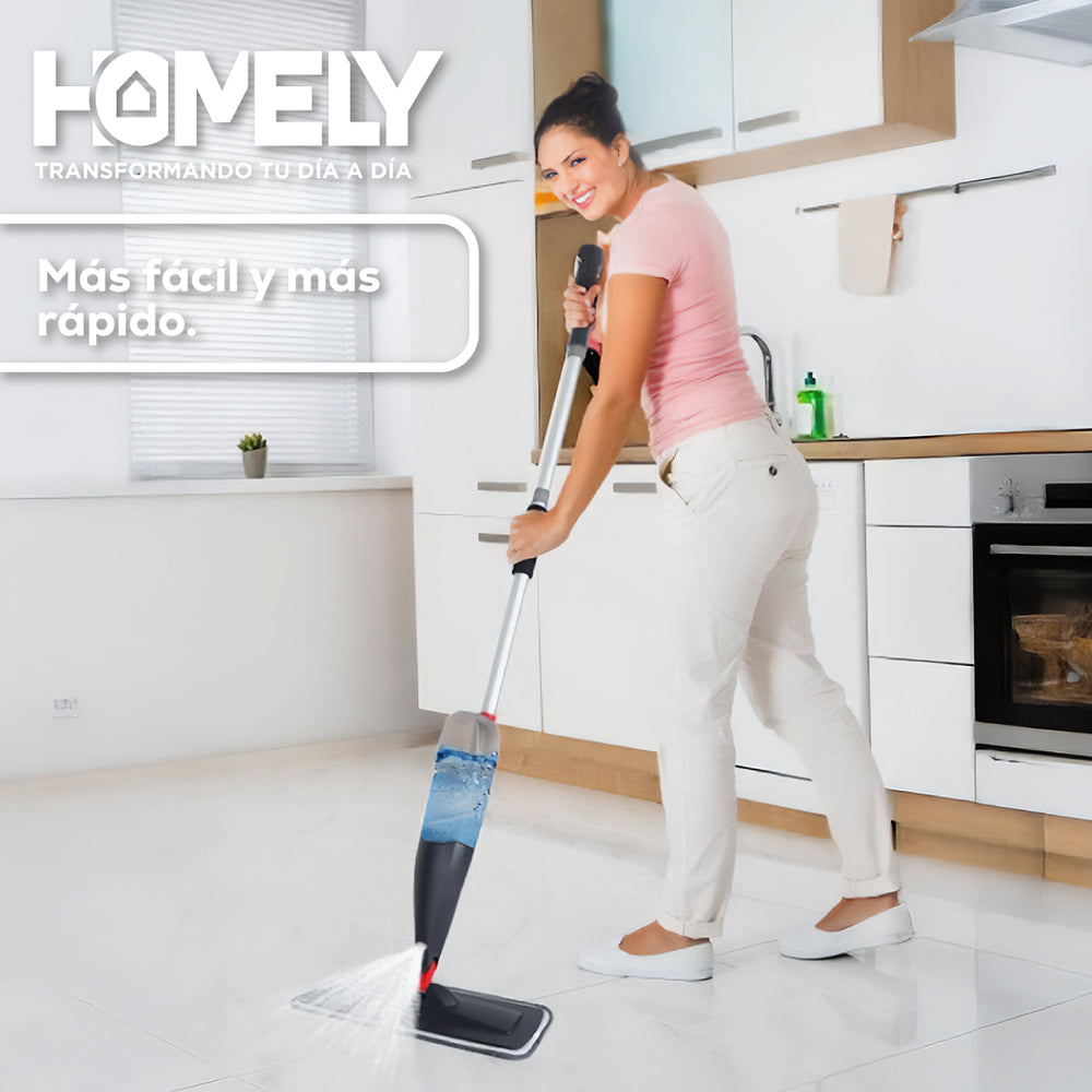 Mopa Plana 360° Spray Pulverizador Homely Microfibra Lavable